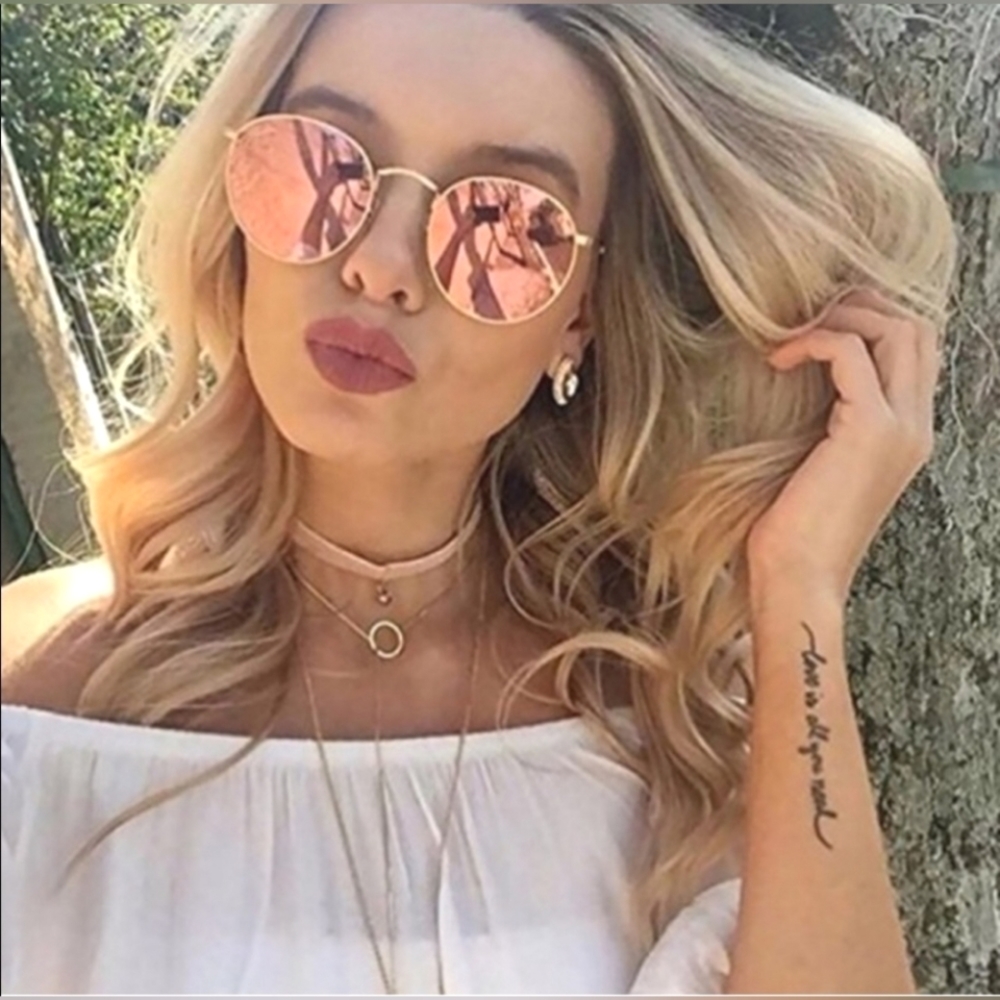 Rose Gold Round Women's Sunglasses